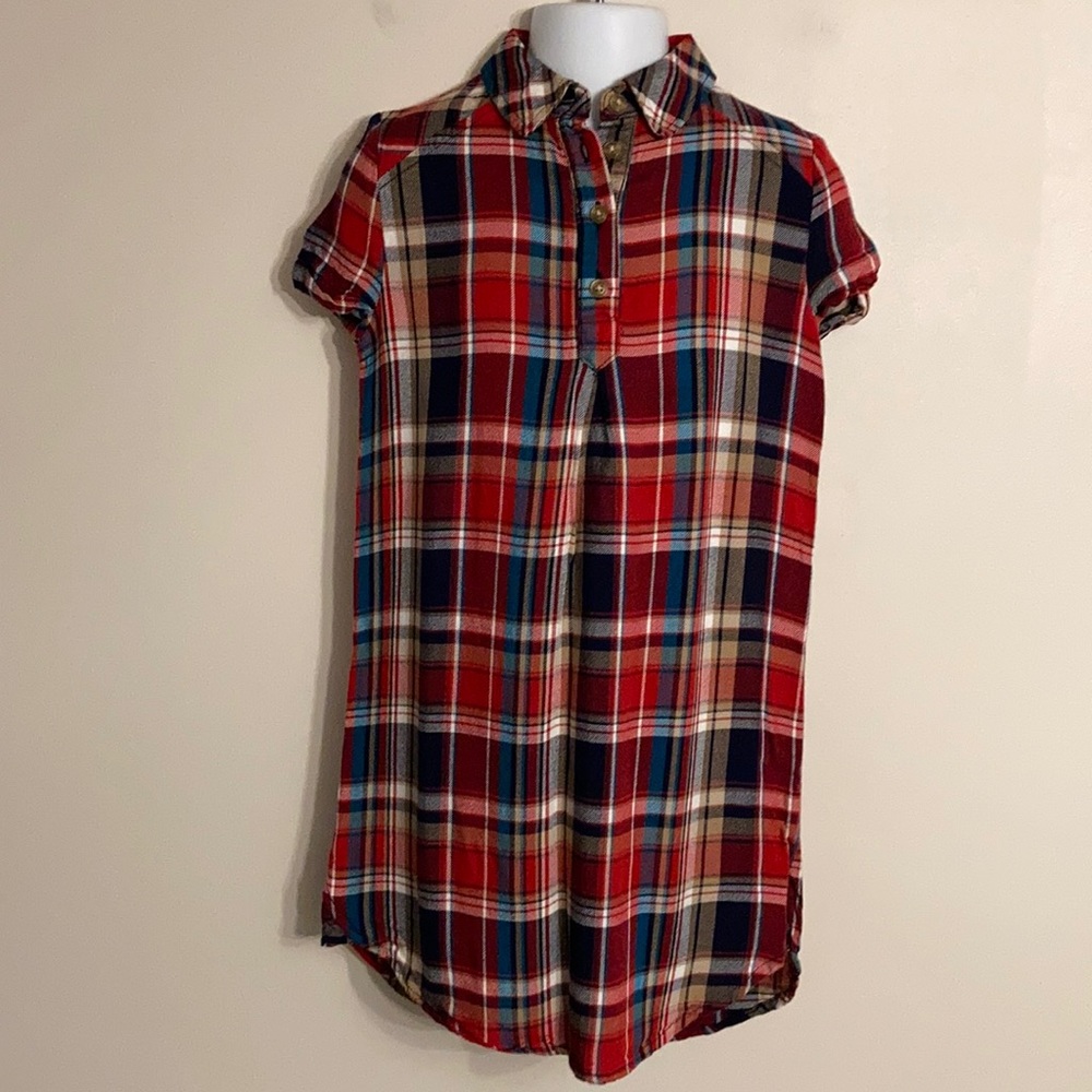 FRESHMAN Plaid Collared Short Dress